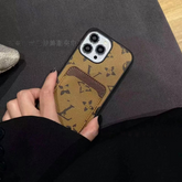 Yellow LV flower phone case with card holder slim 2-in-1 design and scratch-resistant matte coating for a nostalgic aesthetic vibe